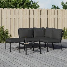 5 Piece Patio Lounge Set with Gray Cushions Steel