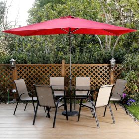 10ft Patio Umbrella with Solar Lights - 30 LED Rectangular Tilt Umbrella Aluminum Pole