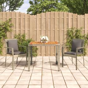 3 Piece Patio Dining Set with Cushions Gray Poly Rattan