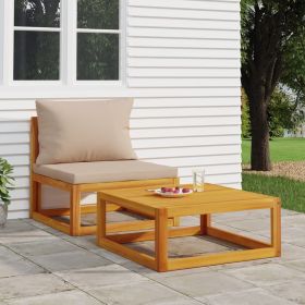 2 Piece Patio Sofa Set with Cushions Solid Wood Acacia