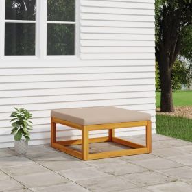 Patio Footrest with Taupe Cushion Solid Wood Acacia