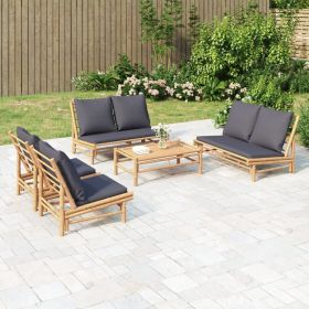 5 Piece Patio Lounge Set with Dark Gray Cushions Bamboo