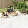 4 Piece Patio Lounge Set with Dark Gray Cushions Bamboo