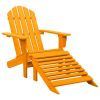 Patio Adirondack Chair with Ottoman Solid Fir Wood Orange