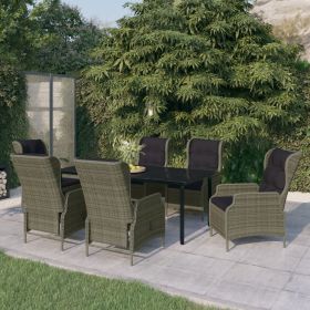 7 Piece Patio Dining Set Brown