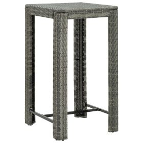 Patio Bar Table Gray 23.8"x23.8"x43.5" Poly Rattan