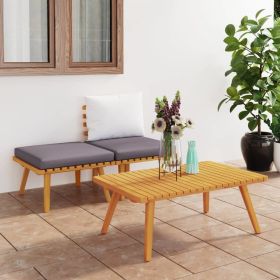 3 Piece Patio Lounge Set with Cushions Solid Acacia Wood