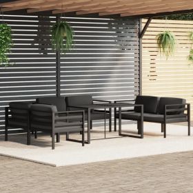 7 Piece Patio Lounge Set with Cushions Aluminum Anthracite