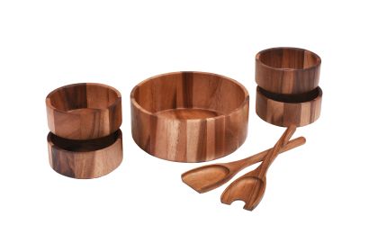 7 Piece - Large Salad Bowl with Servers and 4 Individuals