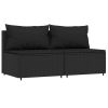 3 Piece Patio Lounge Set with Cushions Black Poly Rattan