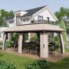 Outdoor Patio Gazebo 10' x 20' Gazebo Canopy Shelter with Netting Beige-AS