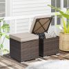 2 Pieces Patio Ottoman with Hidden Storage Space