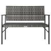 2-Seater Patio Bench with Cushion Gray Poly Rattan