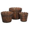 Outdoor Reinforced And Anticorrosive Chinese Fir Planting Pot Flower-Shaped Barrel Carbonized Color