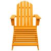 Patio Adirondack Chair with Ottoman Solid Fir Wood Orange