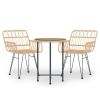 3 Piece Patio Dining Set Poly Rattan