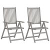 Patio Reclining Chairs 2 pcs with Cushions Solid Acacia Wood