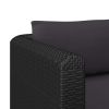 2 Piece Patio Sofa Set with Cushions Poly Rattan Black