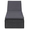 Sunlounger Poly Rattan Black and Dark Gray