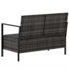 2-Seater Patio Bench with Cushions Gray Poly Rattan