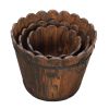 Outdoor Reinforced And Anticorrosive Chinese Fir Planting Pot Flower-Shaped Barrel Carbonized Color