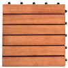 Outdoor Patio 6-Slat Eucalyptus Interlocking Deck Tile (Set of 10 Tiles)