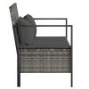 2-Seater Patio Bench with Cushions Gray Poly Rattan