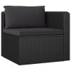 2 Piece Patio Sofa Set with Cushions Poly Rattan Black