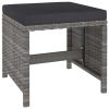 6 Piece Patio Dining Set Poly Rattan and Acacia Wood Gray