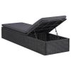 Sunlounger Poly Rattan Black and Dark Gray