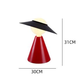 Straw Hat Glass Lamp Study And Bedroom Decoration (Option: Red Bottom Black Cover-US)