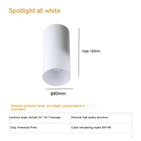 Thigh High Anti-glare Punch Free Ceiling Living Room Aisle Surface Mounted Spotlight (Option: 10w White Light 5700k-All White)