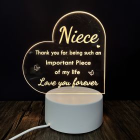 Creative 3D Night Heart Shaped Blessing Language USB Small Table Lamp (Option: Color32-Monochrome USB)