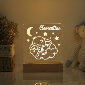 LED Bedside Lamp Children's Cartoon (Option: Elephant1-Tricolor-USB)