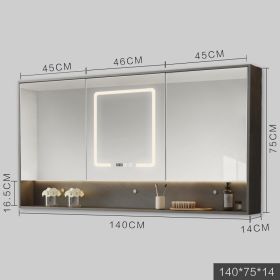 Smart Cabinet With Led Lights Anti-fog Hanging Wall Type Toilet Dressing Bathroom Combination Mirror (Option: Grey-140cm)