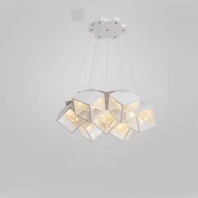 Home Bedroom Model Room Lamp Nordic Star Dining Room Chandelier (Option: White-7heads-Tricolor light)