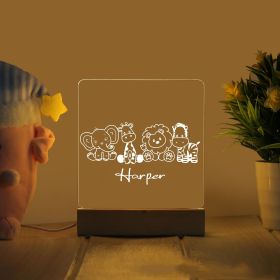 LED Bedside Lamp Children's Cartoon (Option: Animal World-Tricolor-USB)