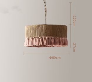 Creative Bedroom Bohemian Vintage Twine Tassel Chandelier (Option: Round pink 60x27cm)