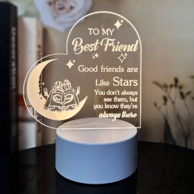 Creative 3D Night Heart Shaped Blessing Language USB Small Table Lamp (Option: Color2-Monochrome USB)