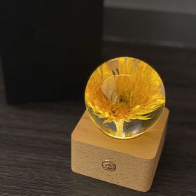 Wooden Base Flower Specimen Night Lamp (Option: Sunflower-USB)