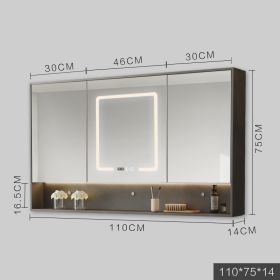 Smart Cabinet With Led Lights Anti-fog Hanging Wall Type Toilet Dressing Bathroom Combination Mirror (Option: Grey-110cm)