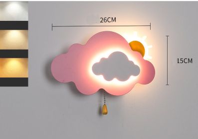 Cloud Children's Room Wall Cartoon Bedside Eye Protection Lamp (Option: Pink-Own battery)