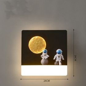 Bedroom Bedside Astronaut-shaped Shelf Wall Lamp (Option: Square black-Warm light)