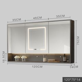 Smart Cabinet With Led Lights Anti-fog Hanging Wall Type Toilet Dressing Bathroom Combination Mirror (Option: Grey-120cm)