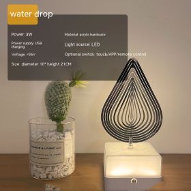 Creative Three-dimensional Rotating Ambience Light Bedroom (Option: Monochrome-Water Drop-USB)