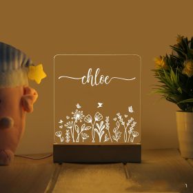 LED Bedside Lamp Children's Cartoon (Option: Flower World-Monochrome-USB)