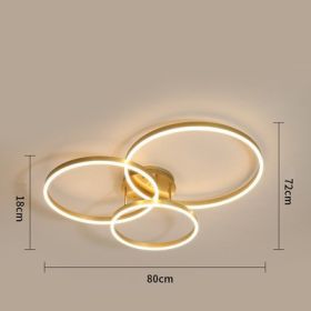 Light And Luxurious Living Room Lamp Grand Household (Option: Trichromatic light-Three ring 80CM)