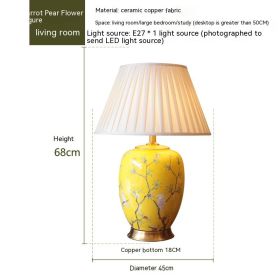 American Ceramic Table European Bedroom Bedside Lamp (Option: Dimmer Switch-Yellow Parrot)