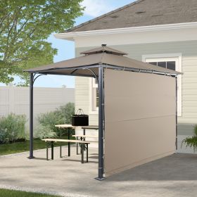 Patio 9.8ft.L x 9.8ft.W Gazebo with Extended Side Shed/Awning and LED Light for Backyard,Poolside, Deck, Brown (Color: Brown, Material: Metal)