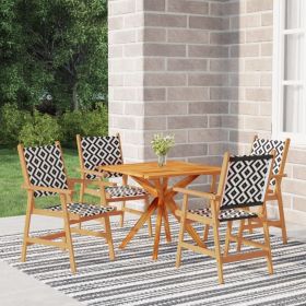 5 Piece Patio Dining Set Solid Wood Acacia (Color: Brown)